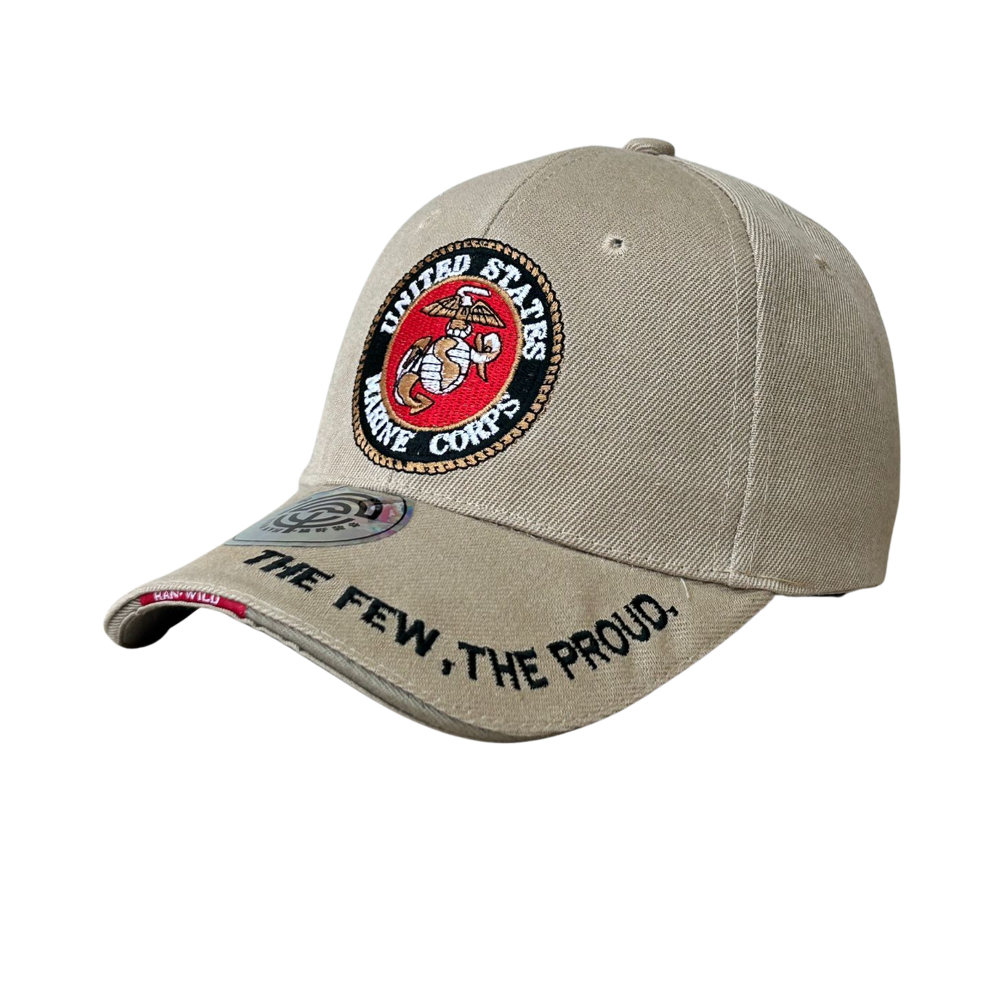 Gorra militar beige con bordado US Marine Corps y visera curva