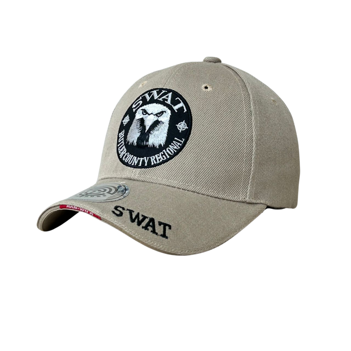 Gorra táctica beige con bordado SWAT y ajuste cómodo unisex