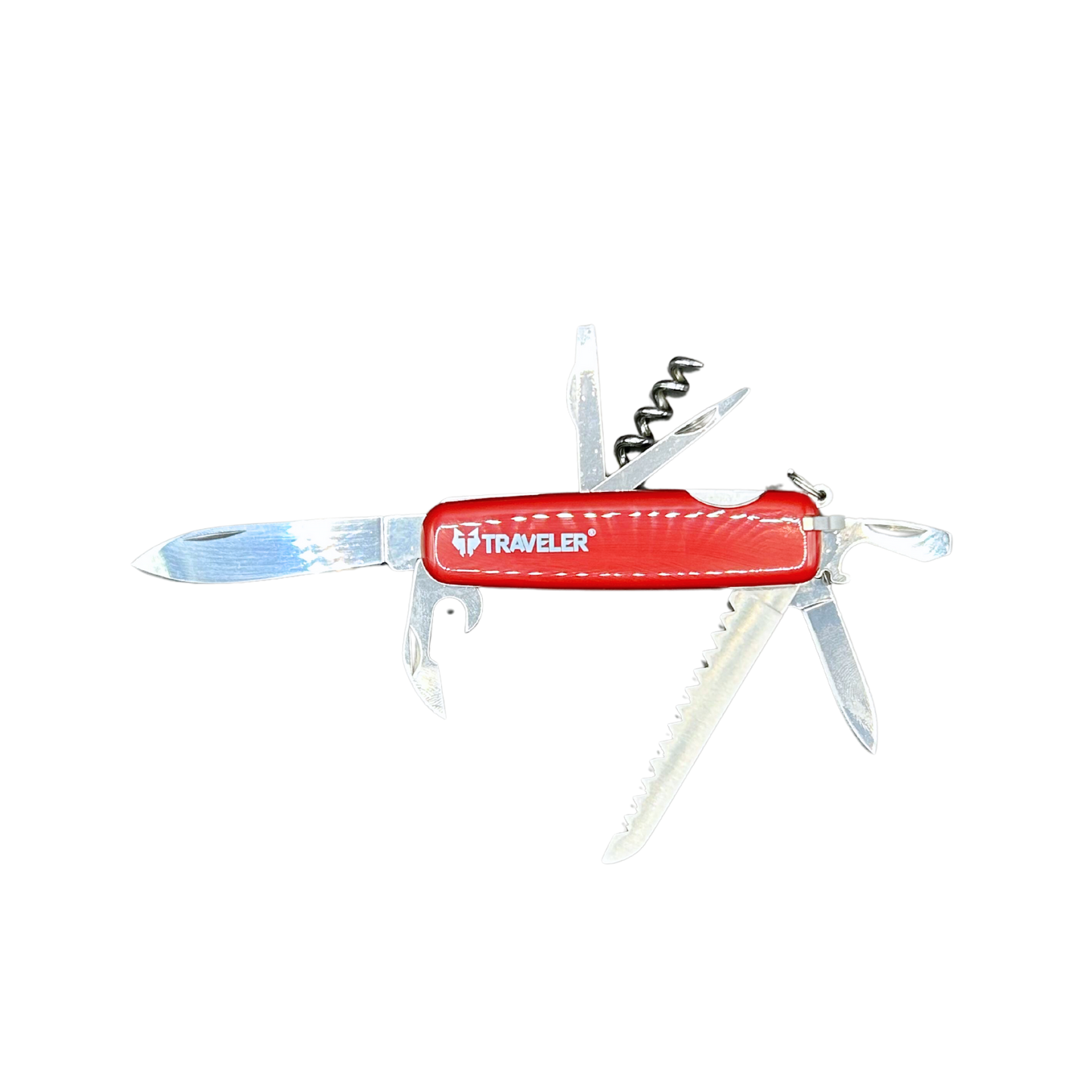Navaja multiusos A.019 Traveler roja con herramientas para camping y viaje de 8 servicios
