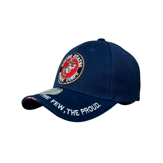 Gorra azul bordada United States Marine Corps con visera curva