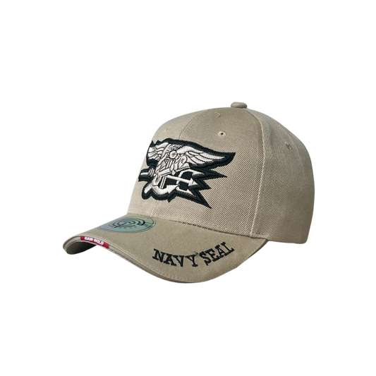 Gorra táctica beige con bordado Navy Seal estilo militar