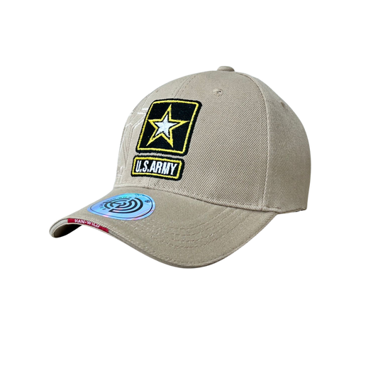 Gorra beige con parche bordado U.S. Army estilo casual unisex