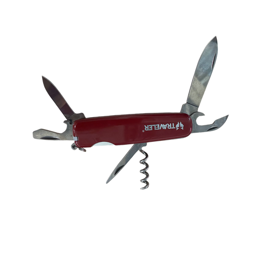 Navaja multifuncional A. 018 Traveller roja con cuchillas y sacacorchos 9 servicios
