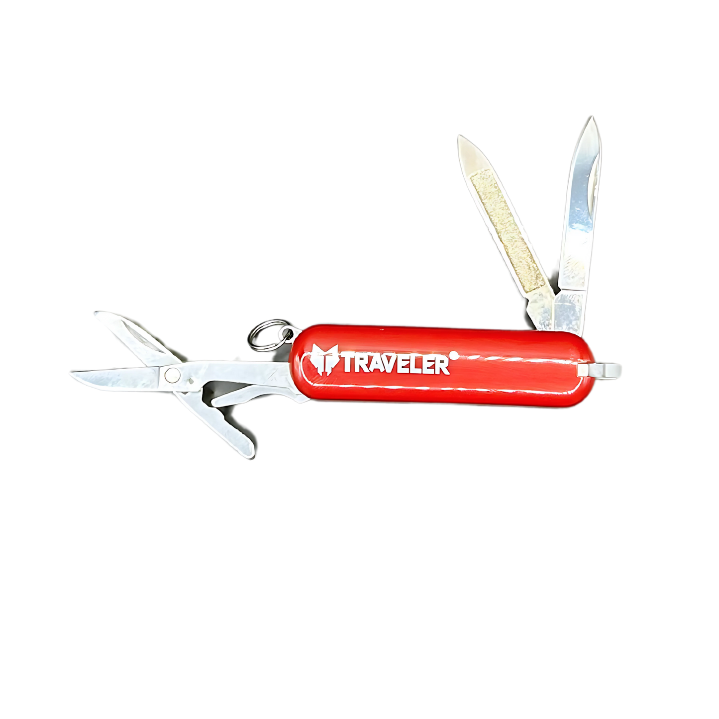 Navaja multiusos mini A.03 compacta con tijeras y cuchilla Traveler roja 5 servicios