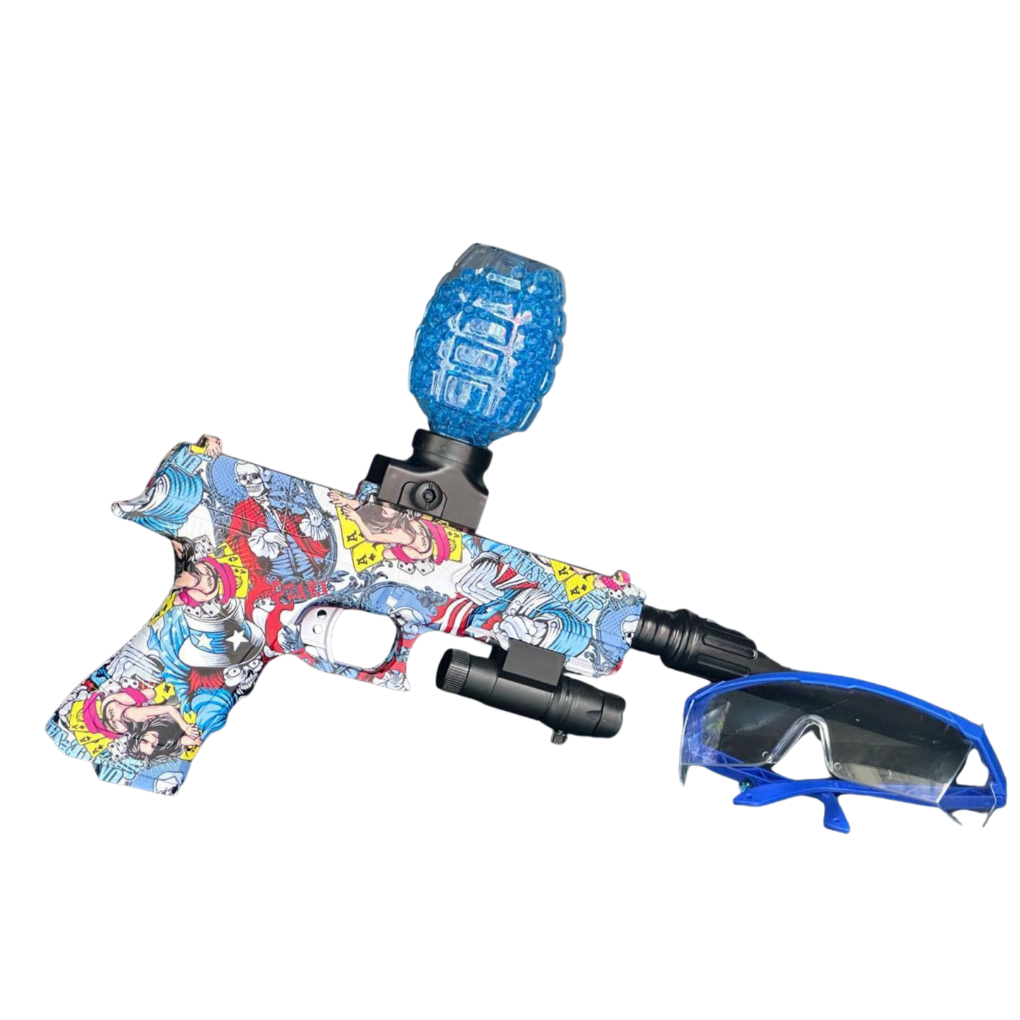 Pistola lanzadora L-09 de gel unisex diseño cómic con visor protector incluido
