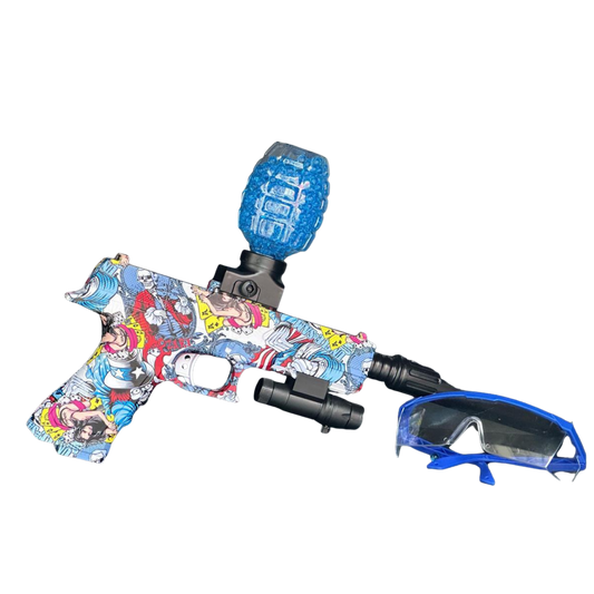 Pistola lanzadora L-09 de gel unisex diseño cómic con visor protector incluido