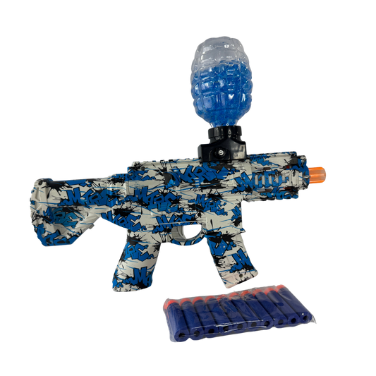 Pistola lanzadora m-416 azul de dardos y gel unisex con diseño grafiti urbano