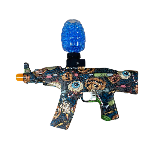 Pistola lanzadora ak-47verde de gel con diseño Halloween para juegos tácticos