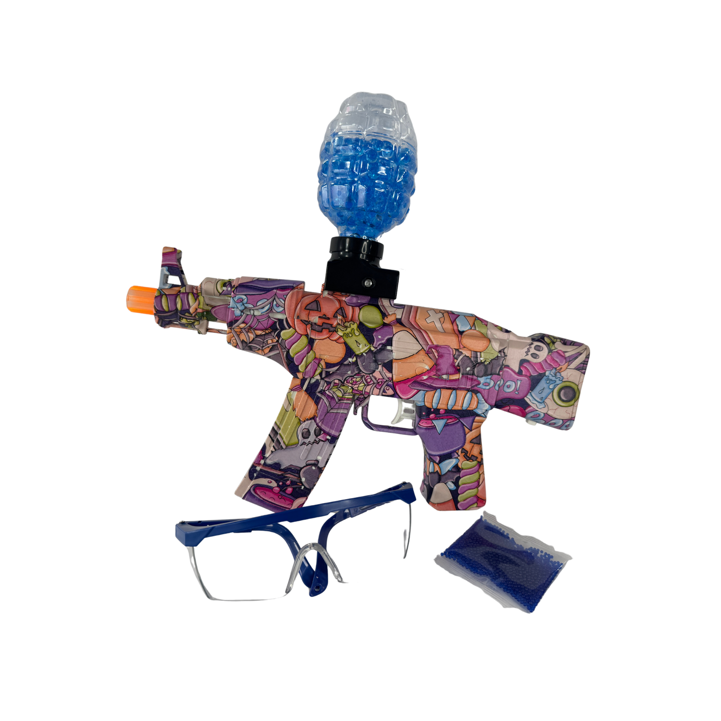 Pistola lanzadora ak-47rosada de gel con diseño Halloween para juegos tácticos