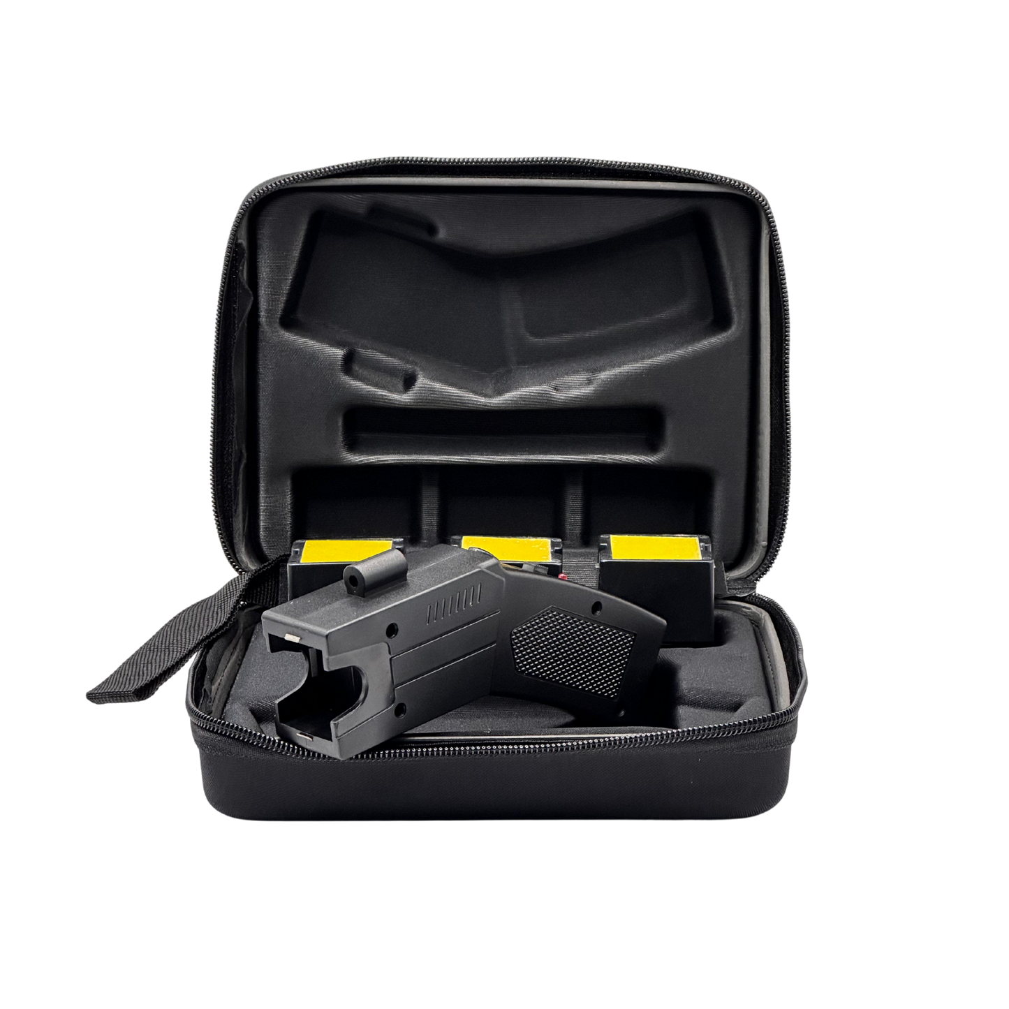 Pistola eléctrica de defensa personal con estuche rígido y cartuchos recargables