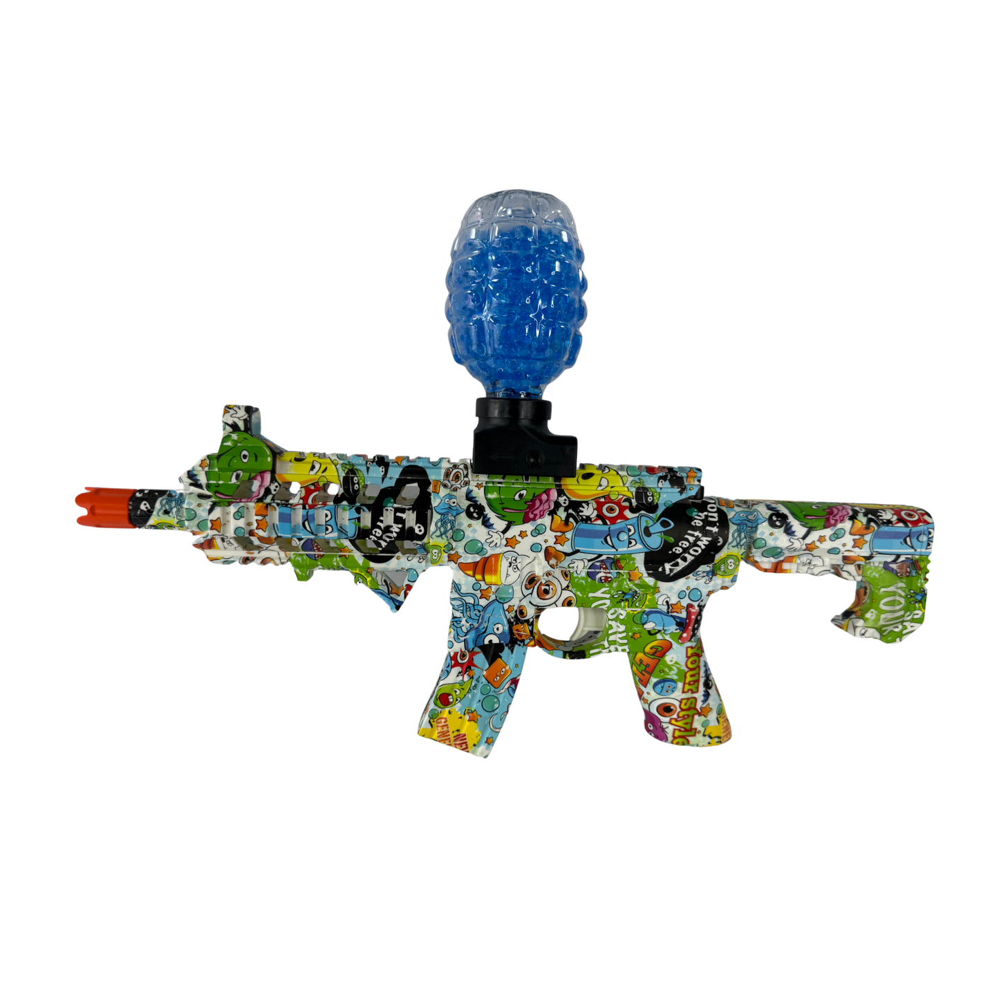 Pistola lanzadora de gel AR15 2213K azul con diseño gráfico colorido para juego recreativo