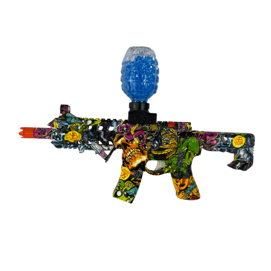 Pistola lanza gel AR15 2213C verde unisex con diseño graffiti y depósito recargable