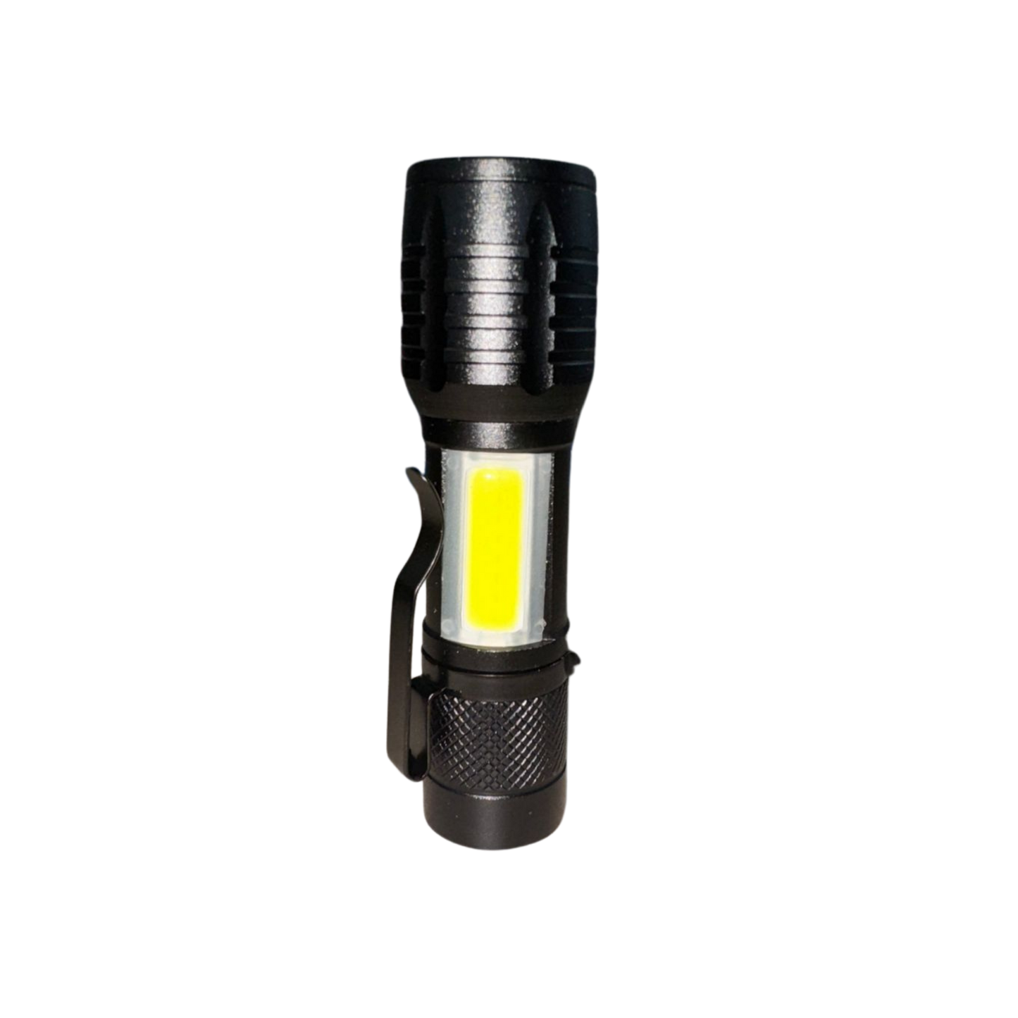 Linterna táctica portátil con luz LED COB y clip lateral