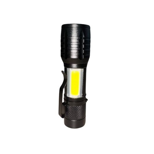 Linterna táctica portátil con luz LED COB y clip lateral
